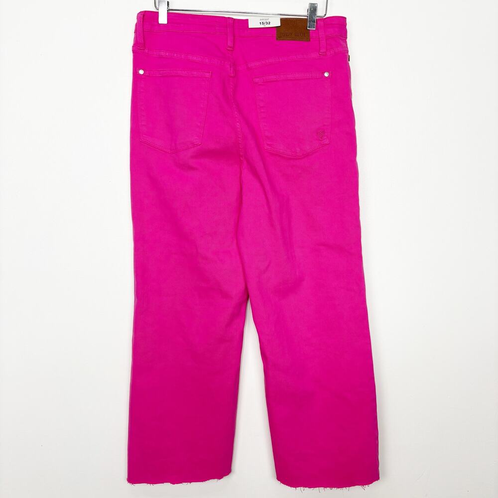 NWT Judy Blue Women's High Waist Dyed Hot Pink 90’s Straight Denim Jeans 15/32 - Picture 2 of 5